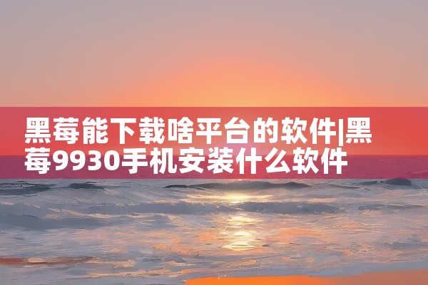 黑莓能下载啥平台的软件